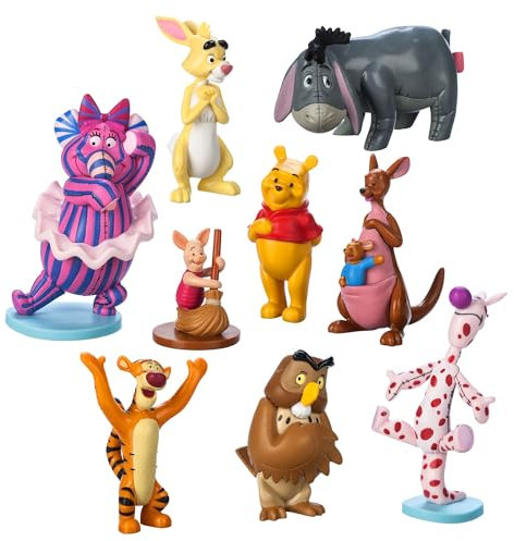 Disney Store Official Winnie the Pooh Deluxe Figurine Playset, 9 Pc., Kids Toy Figures Set Includes Honey Loving Bear, Tigger, Piglet, Eeyore and More - Suitable for Ages 3+