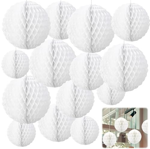 NINGYER 15 Pièces Boule en Papier Nid D'abeille, 15cm/20cm/25cm Boule en nid D'abeille, pour Anniversaires, Saint Valentin, Mariages, Soirées à Thème (3 Tailles)