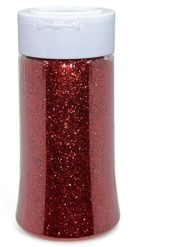 skimrande glitterpulver för pyssel och dekoration av kort, hög reflektion, färgglada glitter för konst och hantverk, väggdekoration (röd – EcoGlitter, 70 g)