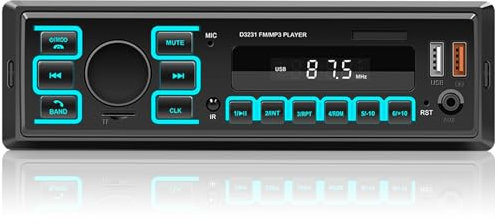 Techschermo Single Din Bluetooth Car Stereo - Car Radio with APP Control & Positioning - Bluetooth Music & Handsfree call/FM Radio/USB/TF/AUX Port/Button Light Settings/Power-Off Protection