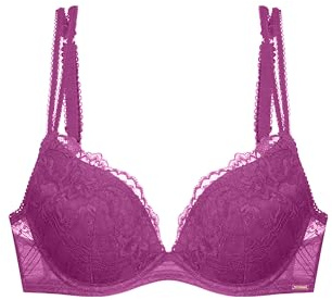 Dorina Origins Soutien-Gorge Push-Up Plunge – Dentelle Intégrale & Maintien Armaturé, Fuchsia