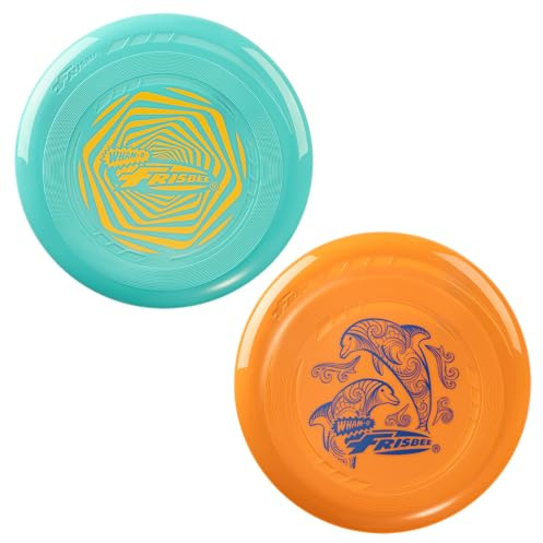 Wham-O Frisbee Go Paquete de 2 Discos Voladores, 22.86 cm Juego de Juguetes Coloridos y Ligeros para Principiantes Niños Niñas de 5+ Años para Exteriores Playa Parque Patio - 70g