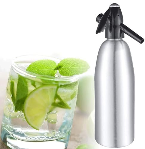 YIK TUNG Sifón de soda, máquina de agua con gas 1L, Seltzer Water Maker, Mini máquina de soda de aluminio portátil para la fabricación, hogar bebidas carbonatadas con gas calentador de agua