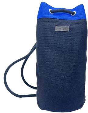 CLASSE77 Zaino a corda/Sacca Mare - Borsa multiuso per palestra o viaggio - Prodotto artigianle - Made in Italy (Blu/Cobalto)