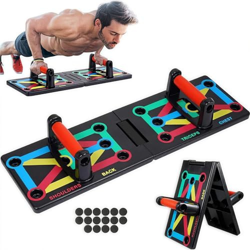 Push Up Board, 12-in-1 Multi-Functional Foldable Fitness Training Equipment for Home Fitness, Portable Push-Up Handles Men/Women