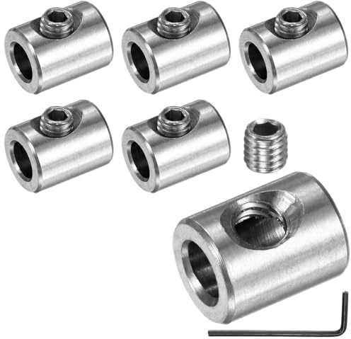 M METERXITY 6-Pack Wire Rope Cable Clamp, 4mm Hole 304 Stainless Steel Single Holes Lock Clip with Hexagon Screws Spanner for Cable Rigging/DIY Decorative Rope/Clothesline