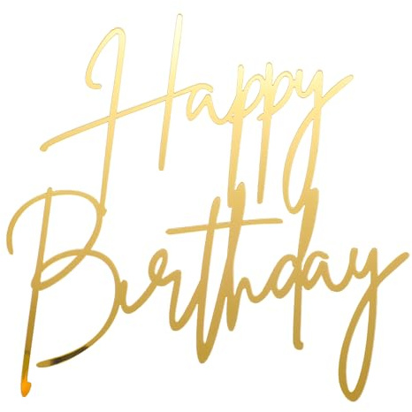 1PCS Gold Birthday Cake Topper, Mirror Acrylic Cake Topper, Glitter Happy Birthday Sign Decorations Cupcake Toppers for Anniversary, Bridal Shower, Party Desserts Pastries Supplies​