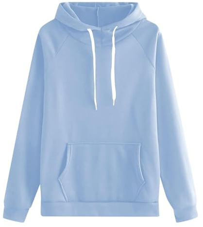 Jersey Islandés para mujer, tejido a mano, bolsillo de color liso, estilo casual, ajuste cómodo, par de sudaderas con capucha para dos, azul celeste, XL