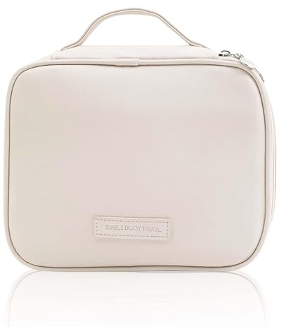 Neceser de cosméticos de PU para mujer, bolsa de maquillaje impermeable, neceser portátil de viaje, bolsa de maquillaje grande con separador, bolsa de cosméticos para mujer, hombre, niña, viaje de