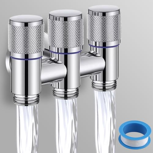 Válvula De ángulo De Tres Salidas: Válvula Desviadora Multifunción De Tres Vías VálvulaS De Cambio De Agua De 3 Vías Para Lavavajillas Lavadora Ducha Conectada Simultáneamente (Plata Brillante)