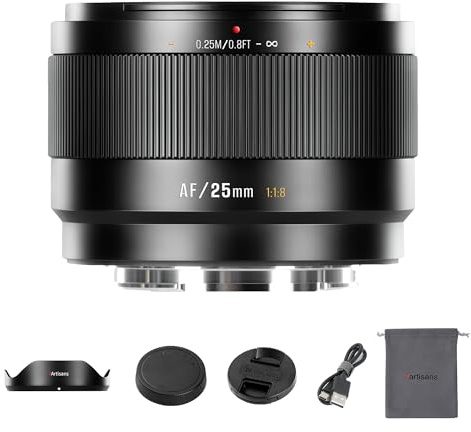 7 Artisans AF25 mm F1.8 APS-C Frame Lite objektiv med stor bländare F1.8, kompatibel med ansikts- och ögonigenkänning, kompatibel med Sony A6000/A5000/A3000/Nex-seriens kameror