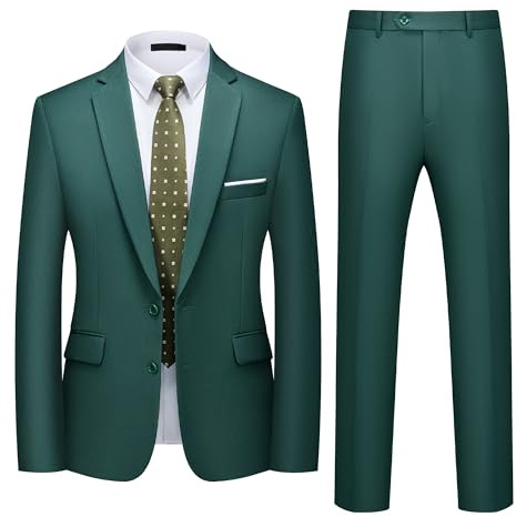 Traje Hombre 2 Piezas Slim Fit 2 Botones Boda Oficina Chaqueta Pantalón