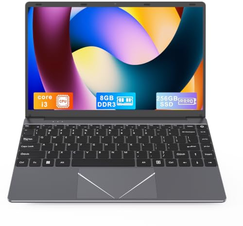 PC Portátil de 14 Pulgadas, 8 GB RAM 256 GB SSD,Computadora Core i3 IPS FHD