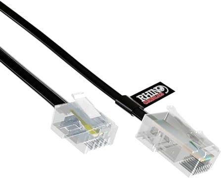 rhinocables RJ11 to RJ45 Cable - Ethernet Patch Network Lead | Reliable Router & Modem Connectivity | ADSL, VoIP, Fax & Phone Compatible | Multiple Lengths & Colours Available (20m,Black)