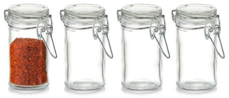 Zeller 19957 Gewürzgläser-Set, mit Bügelverschluss, 4-TLG., Mini, ca. 4,5 x 4,5 x 8,4 cm, Apricot, 96 x 130 cm (B x H)