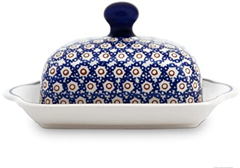 HDmirrorR Original Bunzlauer Keramik Butterdose für 1 Stück Butter (250g) im Retro-Dekor 4