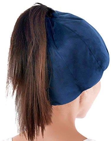 ICEHOF Kühlmütze mit 8 Kühlakkus (Sanfter Stoff) - Mit Haaröffnung & Gummibinder - Kühlende Gel-Mütze für Kopfhaut bei Chemo-Therapie Ice Cap Migräne Kopfschmerzen