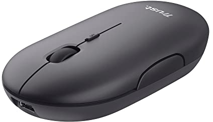 Trust Puck Ratón Inalámbrico Recargable, Bluetooth o 2.4 GHz con Microreceptor USB, PPP 800/1200/1600, Botones Silenciosos, Ergonómico, para Ordenador/Portátil/MacBook/PC/Mac/iPad/Tablet - Negro