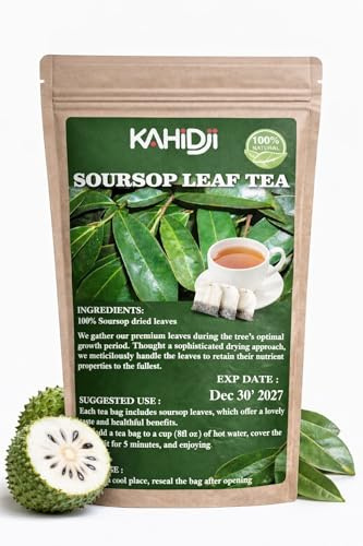 Premium SOURSOP GRAVIOLA GUANABANA Leaf Tea Bags, 100% Pure from Soursop Leaves, Handmade, Made With Natural Materials- 30 Tea Bags, Free Sugar/Caffeine.