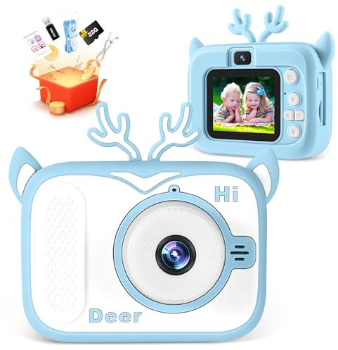 Bistfy Mini Appareil Photo Numérique, 40mp & HD 1080P Caméra Vidéo Selfie, Appareil Photo avec 2.1 Pouces Numérique & 32GB SD Carte, Cadeau Jouet Filles Garçons de 3 à 10 Ans