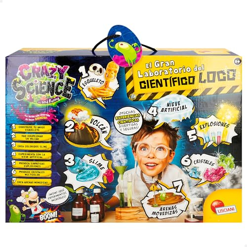Colorbaby Lisciani Crazy Science, Laboratoire Scientifique Fou, expériences avec Slime, Volcan, Sable mouvant, Neige Artificielle, Explosions, Jouet éducatif, Science à la Maison, 8 Ans, 47637