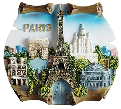 Calamita da frigorifero 3D Parigi Francia souvenir da viaggio decorazione in resina dipinta a mano collezione artigianale