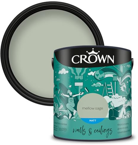 Crown Walls & Ceilings Matt Emulsion Paint, Size 2.5L, Mellow Sage