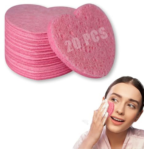 20 Pcs Éponges Visage Comprimées pour le visage Exfoliant pour le visage Éponges naturelles pour le nettoyage du visage le massage l'exfoliation des pores le masque le maquillage