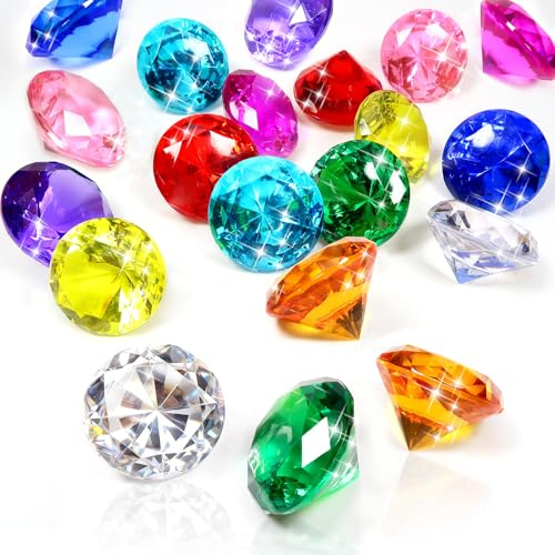 TOAOB 40 Stück Deko Diamanten Bunte Groß 30 mm Farbsteine Acryl Kristalle Diamantkristalle Dekosteine Tischdeko Piratensteine Diamanten Streudeko für Vasen Tischdeko Party Mitgebsel Hochzeit