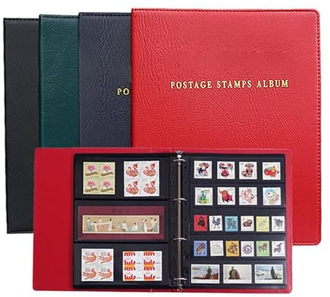 Luminexia Album de Timbres,Couverture en Cuir,35 Pages intérieures,Feuilles Mobiles PVC,Multicolore en Option,Coton Sandwich EVA,Double Couture,Coins arrondis,Collection Album pour Timbres