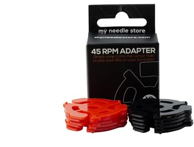 My Needle Store [SA-10] 45-inspelningsadapter, 10-pack (5 röda, 5 svart) för 45 rpm-skivor, kompatibel med skivspelare och skivspelare; perfekt för 7-tums vinyl