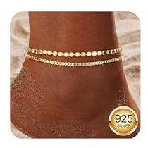 Diamday 2Pcs Fußkettchen für Damen Silber 925 Fussketten für Frauen Verstellbares Zierlich Fußkette Gold Silber wasserdichte Stapelbare Fusskette Set Strand Schmuck Fußkettchen Damen