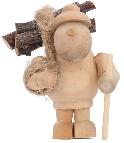 Miniatura Ornamento delle bambole Figura Figura giardino all'aperto Scene Pastoral Legno Pastoral Carry Firewood Decorazioni in legno di betulla artigianale per la scrivania degli