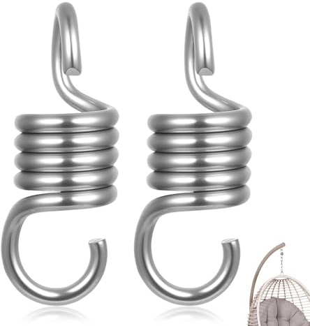 2 PzMolle di Tensione in Acciaio Inox, Molle Tensione Tenda Sole Tenditore con Ganci, Molle di Tensiones a Spirale, Fibbia Fissaggio Molla Spirale per Ombrelloni, Sedie Sospese, Amache(450 kg)