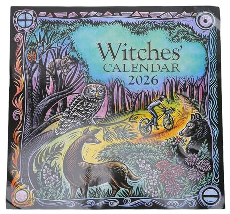 Qudinip Calendario de Brujas 2026, Calendario de Planificación de Brujas Astrológicas de Papel Revestido con Hechizos, Rituales, Fases Lunares para Artes Místicas, Decoración del Hogar
