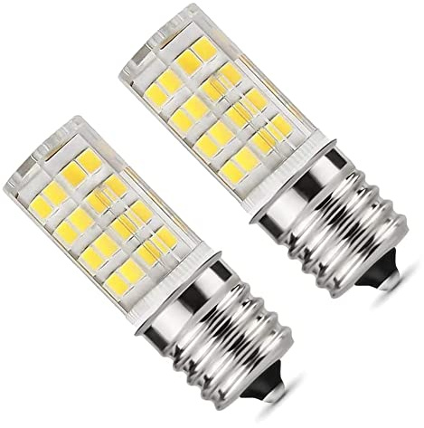 Janasiba Pack de 2 bombillas LED E17 de 4 W regulables para microondas, luz diurna 6000 K, 40 W, luz halógena equivalente, cerámica E17 LED