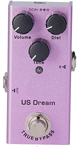 Pedal de Efectos para Guitarra Eléctrica Distorsión US Dream, Mini True Bypass, DC 9V, Color Morado - Distorsión de Alta Ganancia, Diseño Compacto y Duradero, Para Guitarra