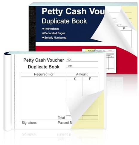 1 Pcs Petty Cash Voucher Duplicate Book A6 Petty Cash Records Book NCR with 2 Part Duplicate Receipt Book50 Sets per Pack Carbonless Duplicates Invoice Book Petty Cash Log Book Small Business Mall