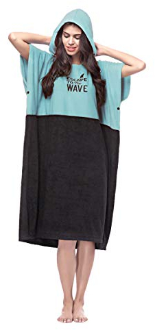 Vulken Bademantel mit Kapuze, Surfponcho für Umziehen Öffentlichkeit Herren Männer L/XL Groß Petrol