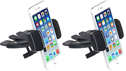 Lescars Kfz-Handyhalterung CD: 2er-Set Kfz-Smartphone-Halterung für CD-Laufwerk, 60-90 mm (Handyhalterung CDs, Handyhalterung Auto CD-Fach)