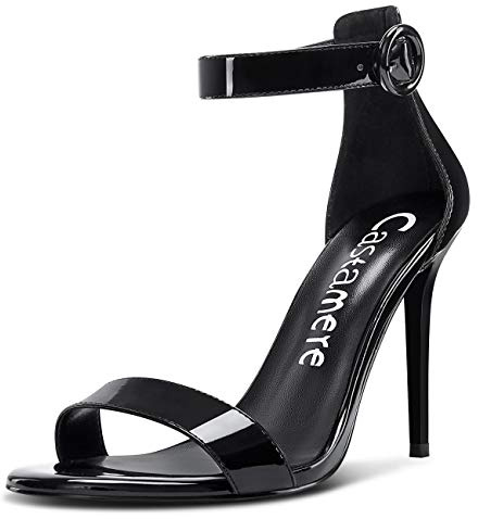Castamere Zapatos de Tacón Mujer Punta Abierta Sandalias Tira de Tobillo Tacón de Aguja 10CM