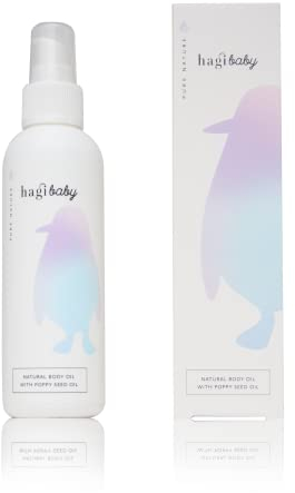 Hagi Baby Natürliches Körperöl mit Jojobaöl und Mohnsamenöl, Olivenöl, Kokosöl | Gut für Kleine und Große Kinder | 150 ml