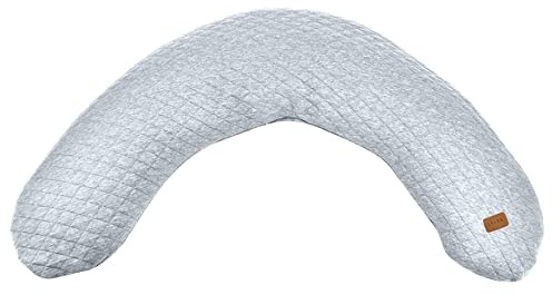 Béaba, Big Flopsy, Coussin d'allaitement/Grossesse, Oreiller de Grossesse/Maternité, Convient pour Dormir/Allaiter, Soutien, Détente et Confort Optimal, Fleur de Coton, Gris Chiné