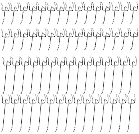 Liekadijiae 60 Pièces Panneau Perforé Crochets Muraux Métal, Métal Crochet Panneaux Perforés, Crochet pour Panneau Perforé, pour Panneau D'affichage, Étagères de Supermarchés, Quincailleries (5/10cm)