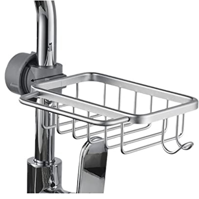 Chonor Aluminio Espacial Multifuncional Estante Organizador de Fregadero de Cocina y baño, Estanteria Ducha Sin Taladro, Esponja Estante de grifos, Adecuado para Grifos y Barras de Ducha#2