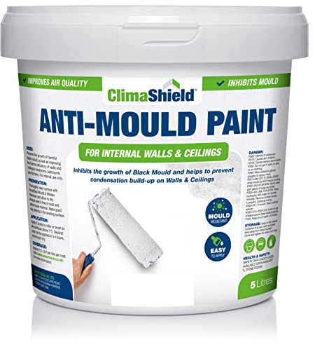 SmartSeal Anti Mould Paint - 5 Litres - For Bathroom, Kitchen and Bedroom Walls & Ceilings. Ultimate Protection Against Dangerous Mould - 5yr Mould Resistance - Brilliant White Finish