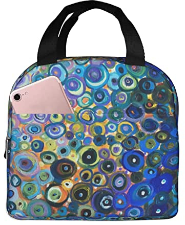 XVBCDFG Bolsa de almuerzo de pintura de colores Oficina al aire libre Papel de aluminio portátil Aislamiento grueso y bolsa Bento de mantenimiento fresco