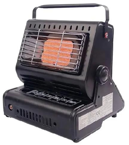 DECORN Tragbarer 2-in-1-Gasheizer, Campingkocher – Tragbarer Butan-Herd aus Edelstahl mit Einstellbarem Winkel Heizung für Eisfischen, Rucksackreisen, Wandern, Jagen, Überleben, Notfall