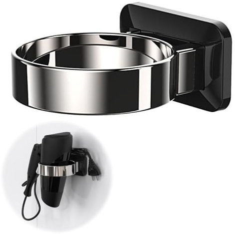 ROROJOYMA Support sèche-Cheveux sans perçage,Support Sèche Cheveux Auto-adhésif,Porte Seche Cheveux Mural sans Percage,pour la Maison, Le Commerce, Le Rangement du sèche-Cheveux (Noir)