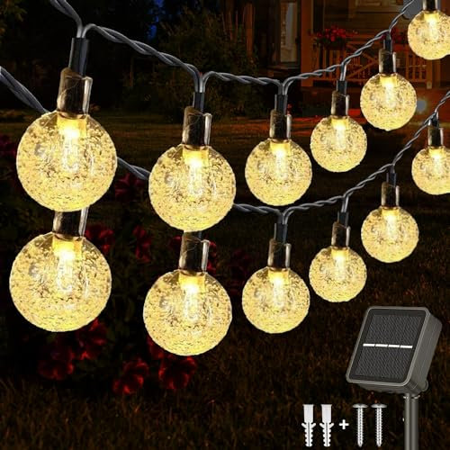 WUBAYI Solar Lights Outdoor Garden,39ft/12m 100pcs LED 8 Modes Solar String Lights Waterproof Powered Decorative for Patio/Garden/Yard/Tree/Home/Party,Warm White